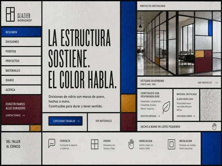 Taller de vidrio y arquitectura con retícula