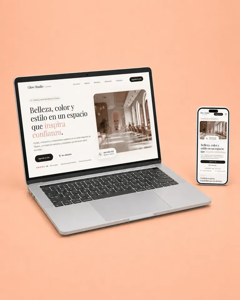 Ejemplo de diseño web belleza suave con interiores cálidos y mucho espacio en blanco