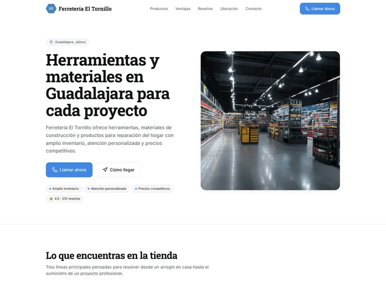 Ejemplo de diseño web industrial b2b limpio con fotografía técnica y acentos azules