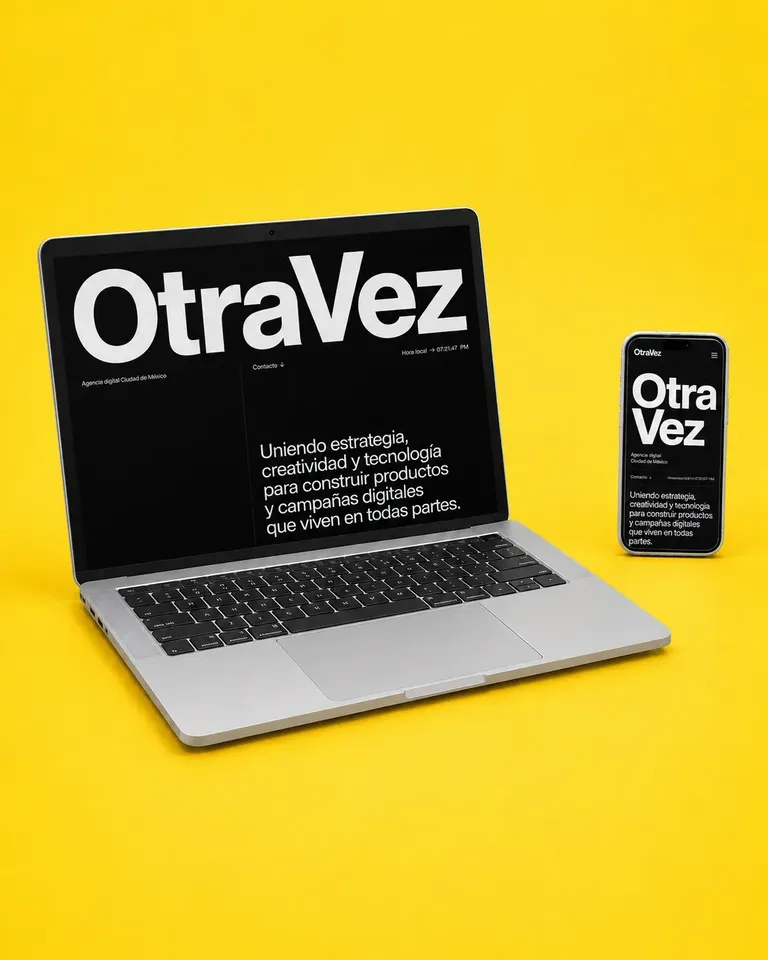 Ejemplo de diseño web blanco y negro extremo con tipografía oversized