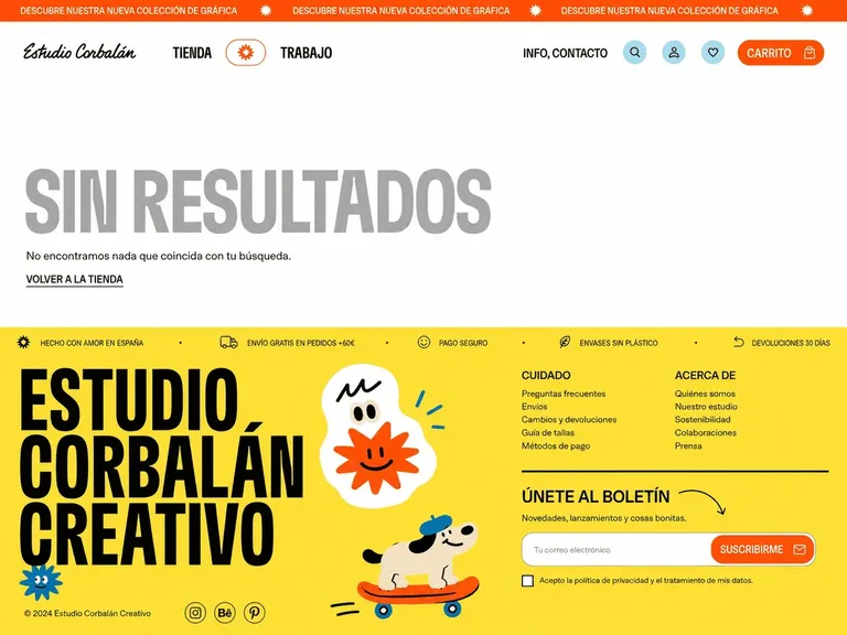 Ejemplo de diseño web educación creativa con gráfica amarilla y estilo collage