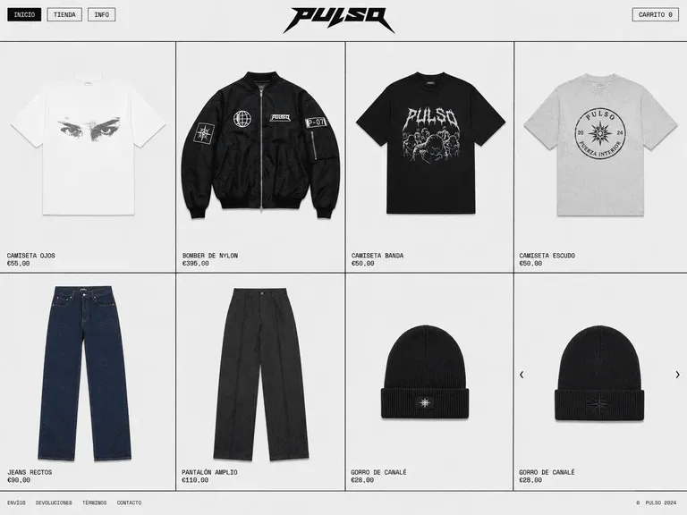 Ecommerce de moda con grid de productos