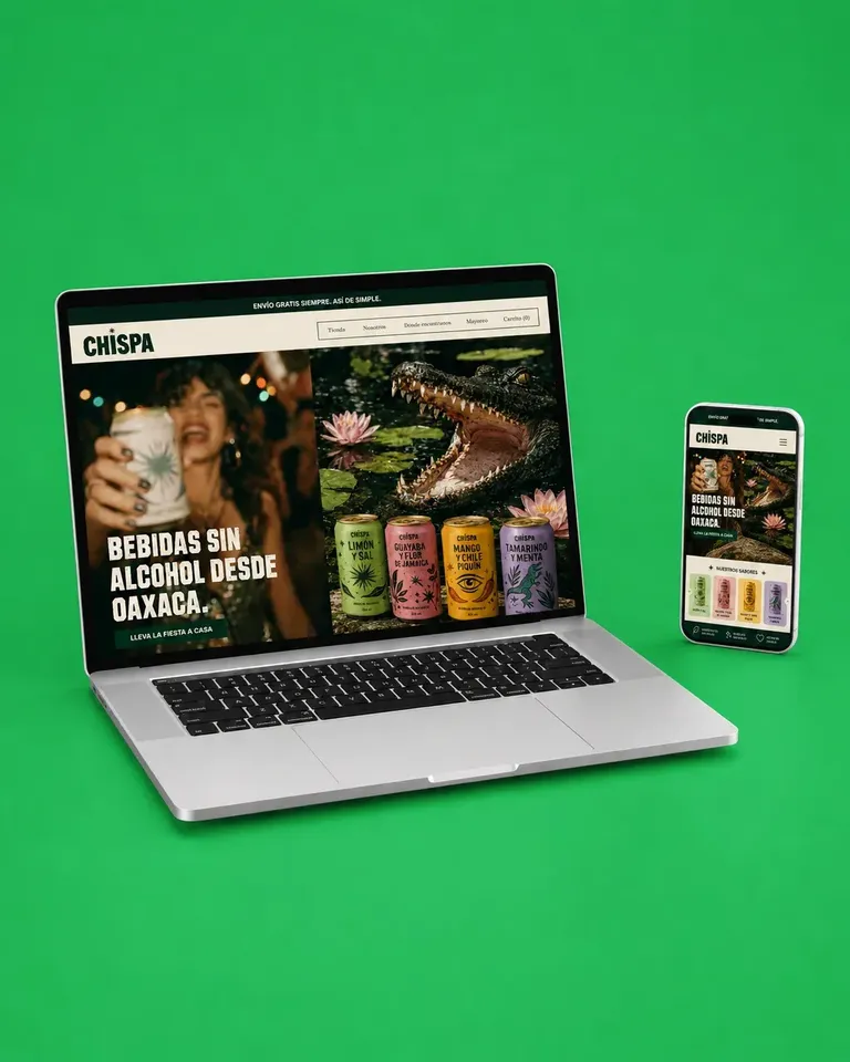 Ejemplo de diseño web bebidas coloridas con estética natural y juvenil