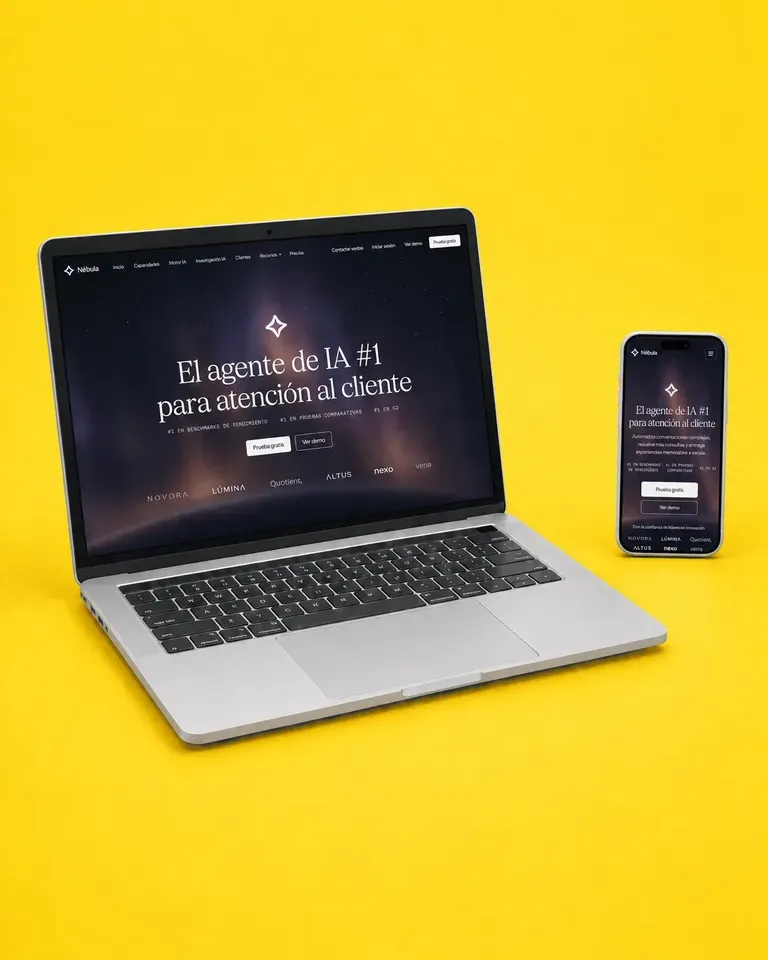 Ejemplo de diseño web ia oscura y premium con cta central