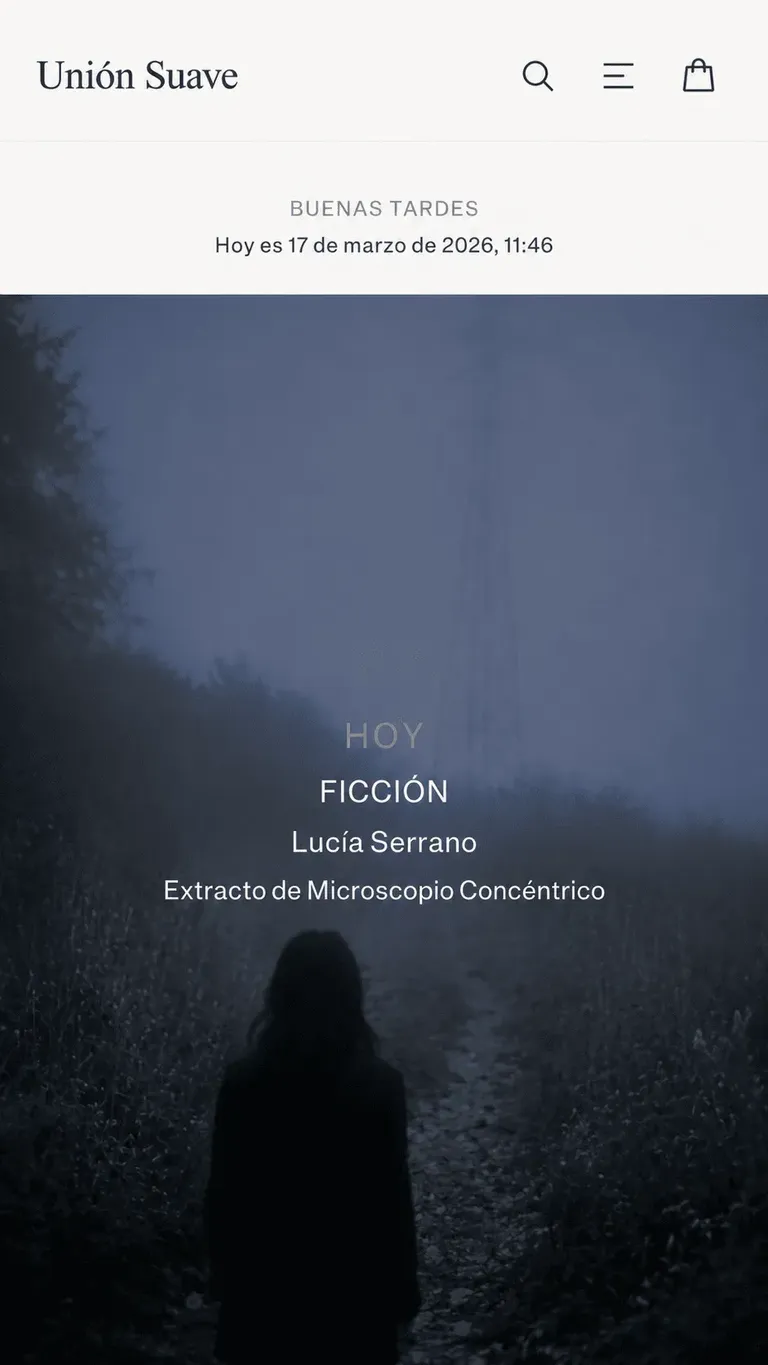 Ejemplo de diseño web minimal oscuro cinematográfico con imagen contemplativa